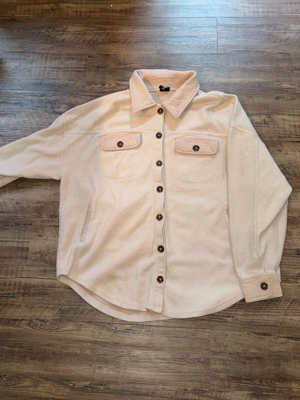 PacSun Cream Button-Front Fleece Shacket